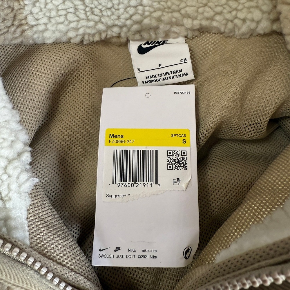 Nike Club Men's Winterized Half-Zip Plaid Sherpa Size Small NWT - Picture 7 of 11